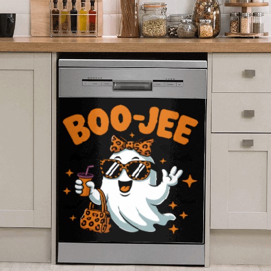 Boo-Jee Ghost Cute Leopard Print Halloween Boojee Dish Washer Covers