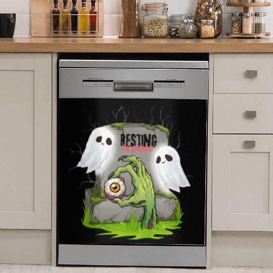 Spooky Graveyard with Ghosts and Eye Dish Washer Covers