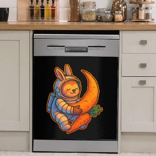 Adorable Moon Bunny with Carrot Dish Washer Covers