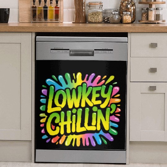 Retro Psychedelic Colorful Typography Dish Washer Covers