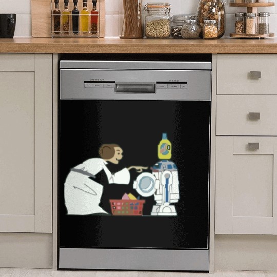 Funny Star Wars r2d2 and Leia comic Dish Washer Covers