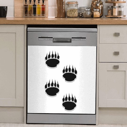 Black Bear Paw Prints Dish Washer Covers