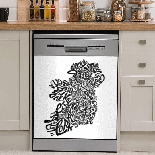 Ireland Typography Map Dish Washer Covers