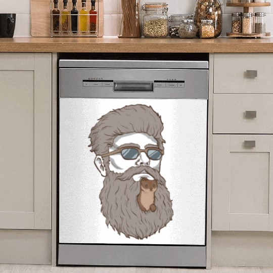 Beard Weasel Funny Beard Design Dish Washer Covers