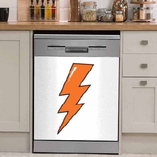 Lightning Bolt, orange lightning, electric Dish Washer Covers