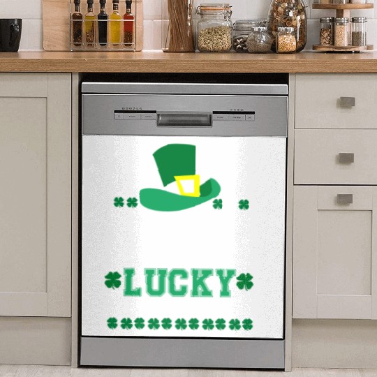 Born Lucky on St Patricks Day Birthday Toddler Dish Washer Covers