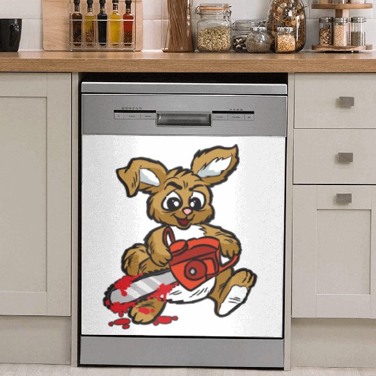BAD BUNNY WITH CHAINSAW Dish Washer Covers