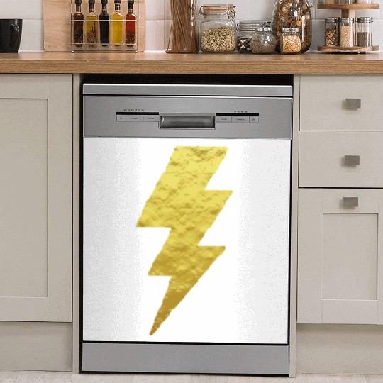 Lightning Bolt Dish Washer Covers Gold Printed Top