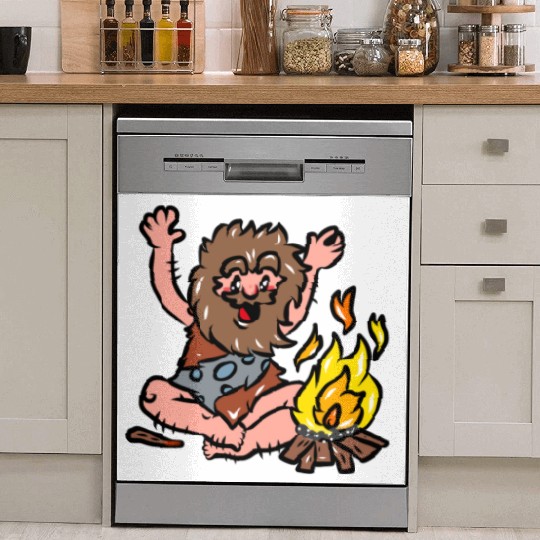 Caveman with Fire Dish Washer Covers
