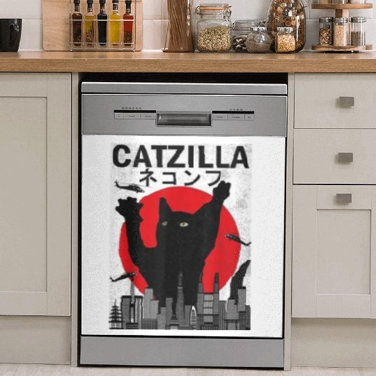 Vintage Catzilla Japanese Sunset Style Dish Washer Covers