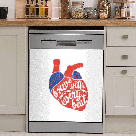 Brave With Every Beat CHD Awareness Happy Gift Dish Washer Covers