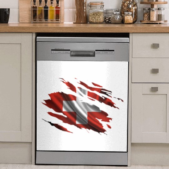 Switzerland Ripped Flag Dish Washer Covers