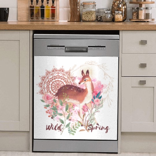 Sweet Deer In Wild Spring - 2 Dish Washer Covers