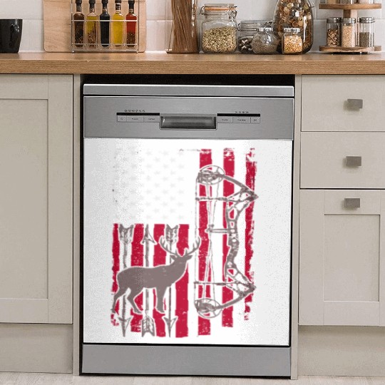 American Flag Deer Bow Hunting Dish Washer Covers