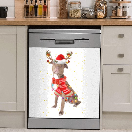 Pitbull Reindeer Christmas Light Dish Washer Covers