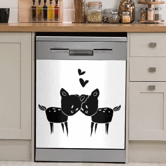 lovers couple love deer animals Dish Washer Covers