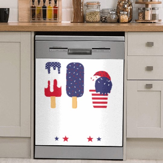 Ice Cream Patriotic Popsicles US Flag Merica Dish Washer Covers