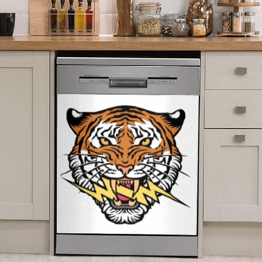 Tiger face and lightning bolt Dish Washer Covers