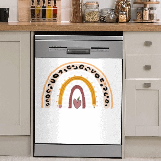 4th grade teacher leopard rainbow back to school Dish Washer Covers