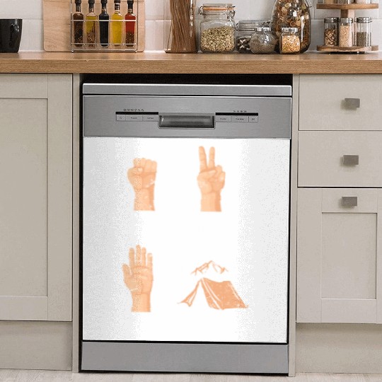 Rock Paper Scissors Nothing Beats Camping Funny Ca Dish Washer Covers
