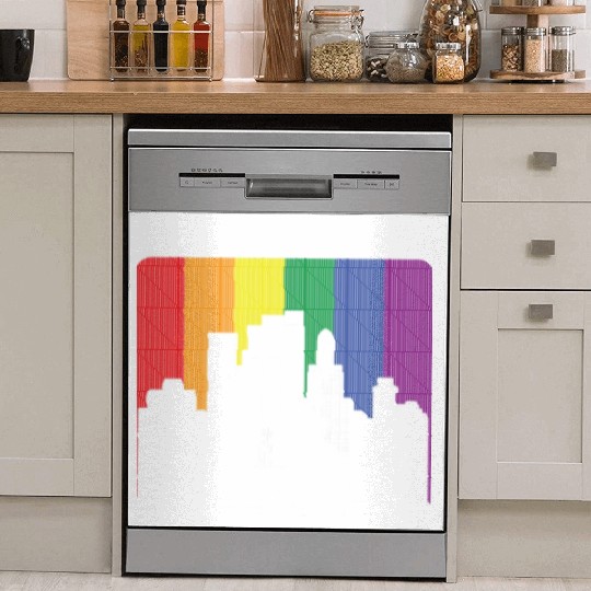 Brooklyn New York Skyline Rainbow Flag Dish Washer Covers