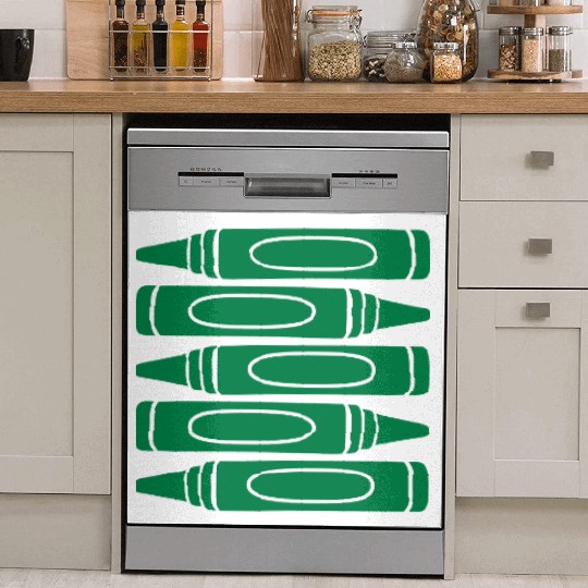 Green wax crayons cool Dish Washer Covers
