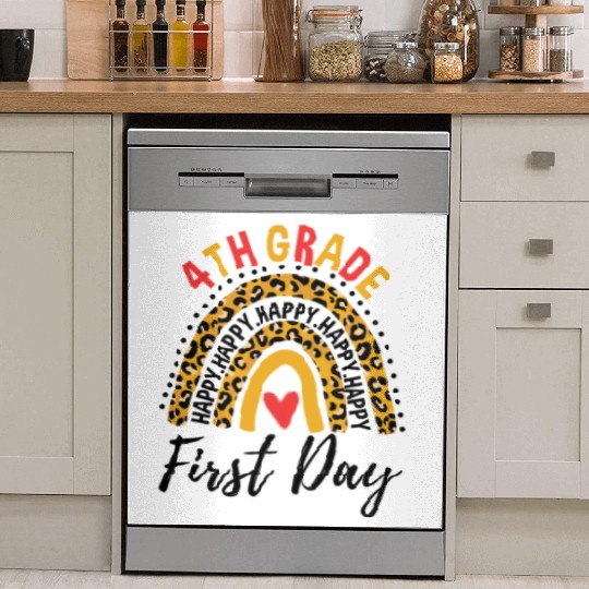 Rainbow First Day Of School 4th Grade Teacher Dish Washer Covers