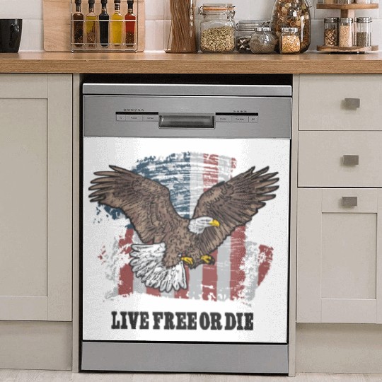 Live Free or Die - Bald Eagle - Grunge American Fl Dish Washer Covers