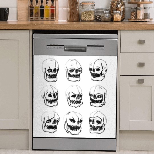 Skeleton head reactions and feelings Dish Washer Covers