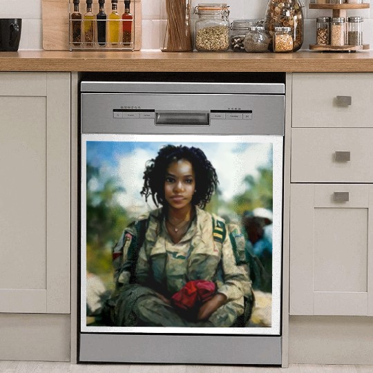 Beautiful US army combat medic painting Dish Washer Covers