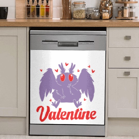 Funny Valentines Day Cryptid Cute Mothman Dish Washer Covers