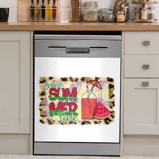 A220425 12 Sweet Summer Time Watermelon Leopard Dish Washer Covers
