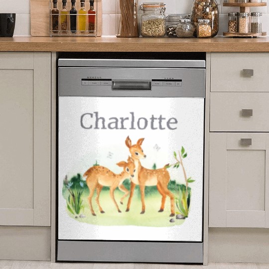 Forest Animal Deer Flowers Name Charlotte Dish Washer Covers