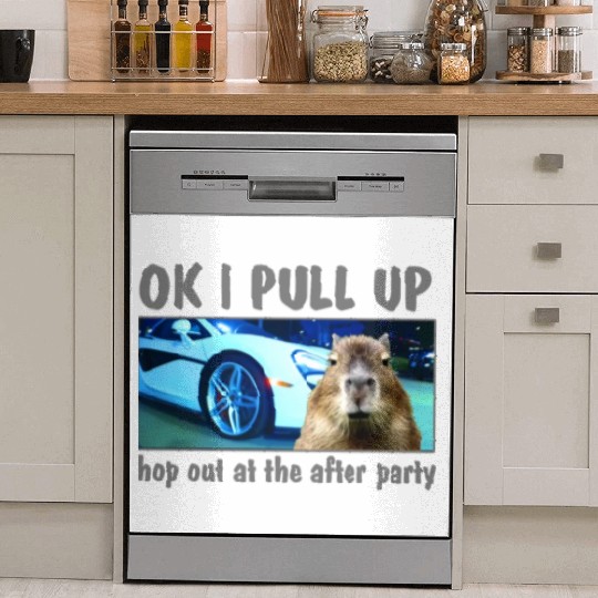 Ok I Pull Up Capybara Meme After Party Rap Song ar Dish Washer Covers
