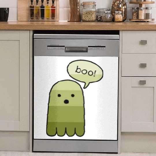 Olive Green Boo Ghost Halloween Dish Washer Covers