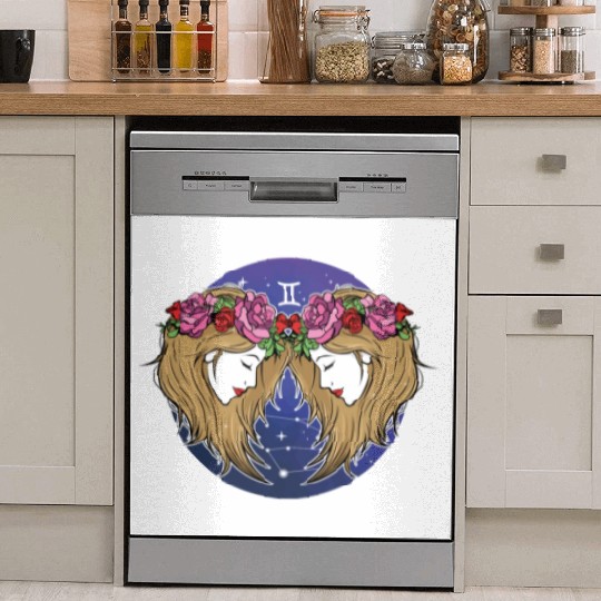 Gemini Zodiac Sign Illustration Art Dish Washer Covers
