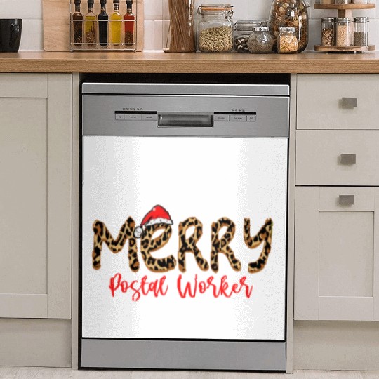 Leopard Print Merry Postal Worker Dish Washer Covers