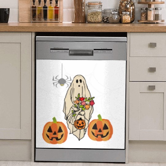 Halloween Costume Floral Ghost Pumpkin SpiderWeb Dish Washer Covers
