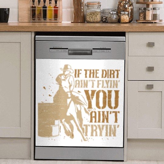 Barrel Racing Dirt Rodeo Equestrian Horse Barrel Dish Washer Covers