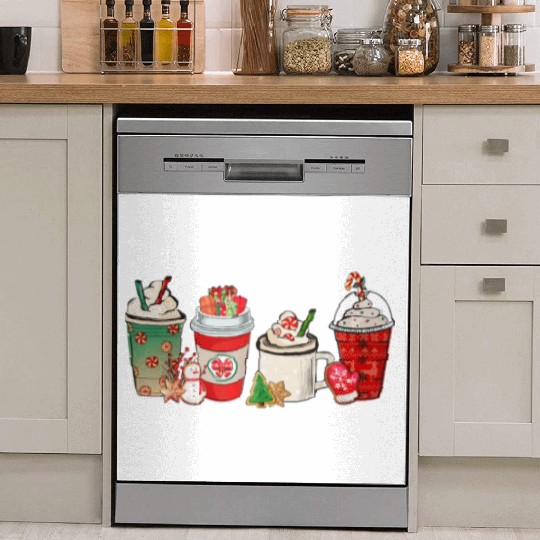 Merry Christmas Coffee Snowman Latte Peppermint Dish Washer Covers