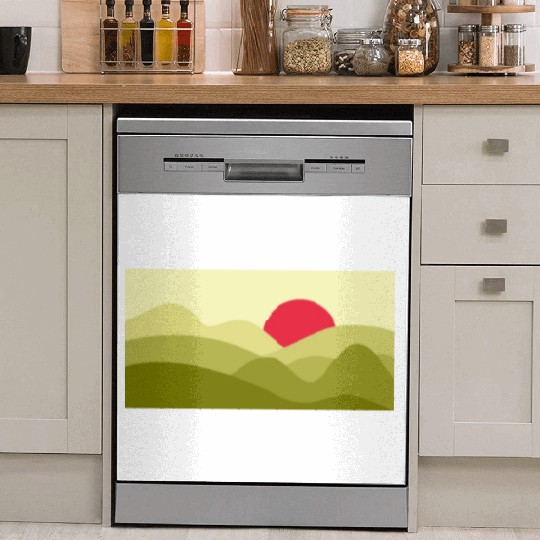 Minimalist Sun Lime Green Dish Washer Covers