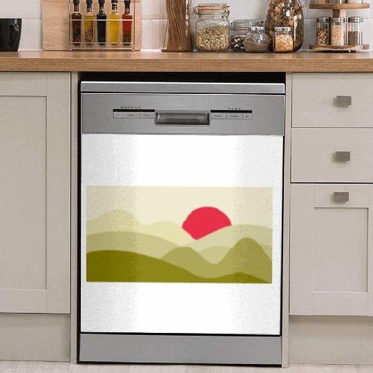 Minimalist Sun Olive Green Dish Washer Covers