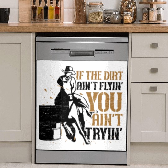 Barrel Racing Dirt Rodeo Equestrian Horse Barrel Dish Washer Covers