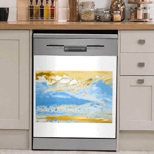 Golden Blue Mountain Lake Dish Washer Covers