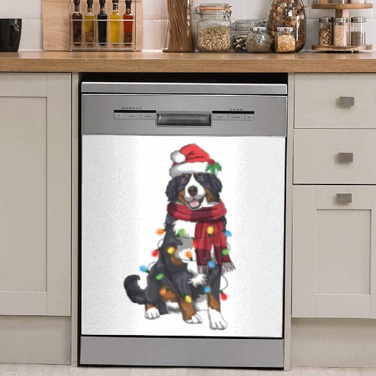 Bernese Mountain Christmas Light Funny Dog Lover Dish Washer Covers