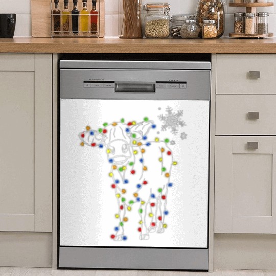 Cow Christmas Light Tree Cow Xmas Snow Lover Dish Washer Covers