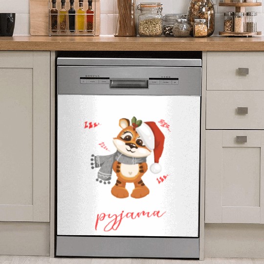 Winter Christmas Pyjama Tiger Dish Washer Covers