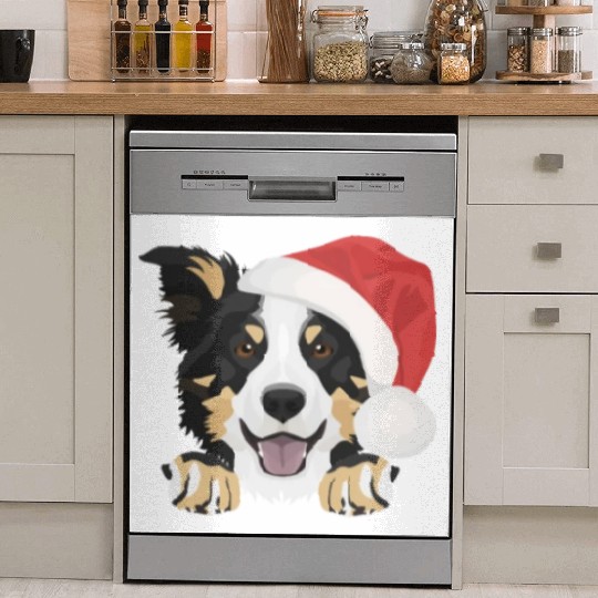 Border Collie Merry Christmas Dish Washer Covers