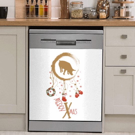 Winter dreamcatcher Christmas Pig Dish Washer Covers
