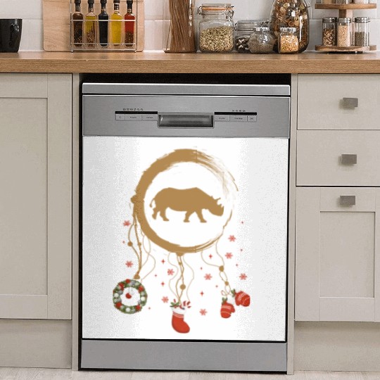 Winter dreamcatcher Christmas Rhino Dish Washer Covers